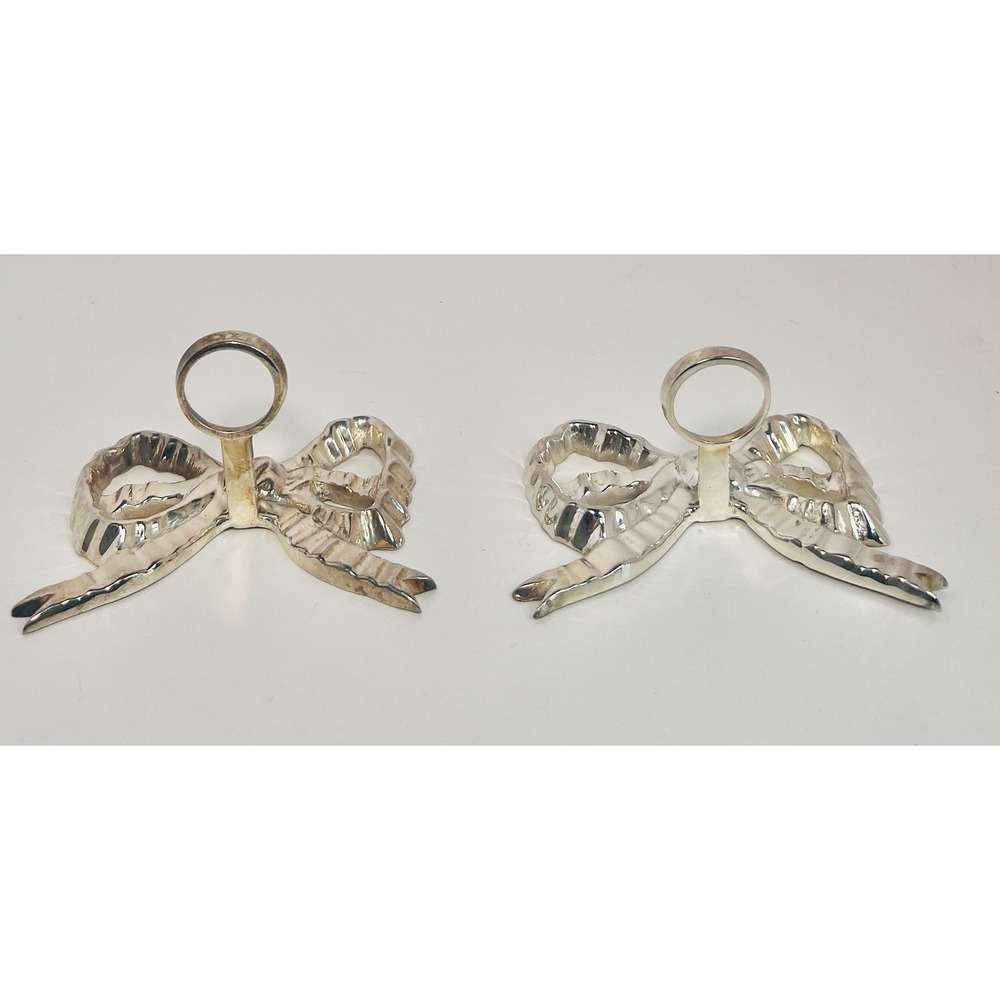 Vintage Metal Bow Ribbon Vase Candle Holder Wall Decor - Set of 2